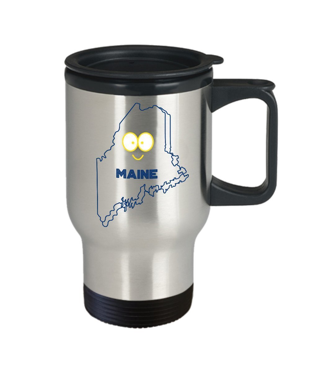 Maine Travel Mug - Funny Tea Hot Cocoa Coffee Insulated Tumbler Cup - Novelty Birthday Christmas Anniversary Gag Gifts Idea