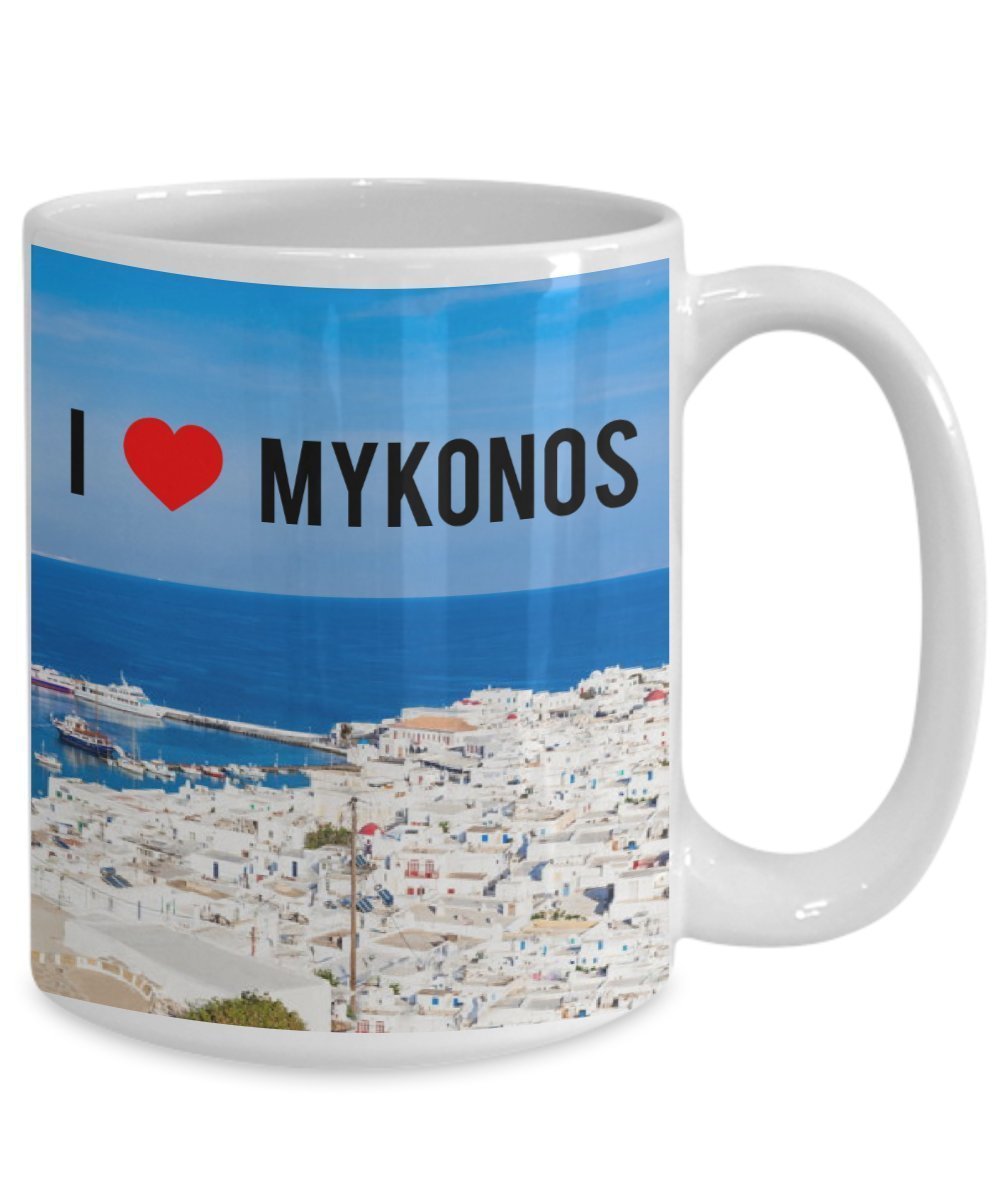 Mykonos City Mug - I love Mykonos - Funny Tea Hot Cocoa Coffee Cup - Novelty Birthday Christmas Gag Gifts Idea