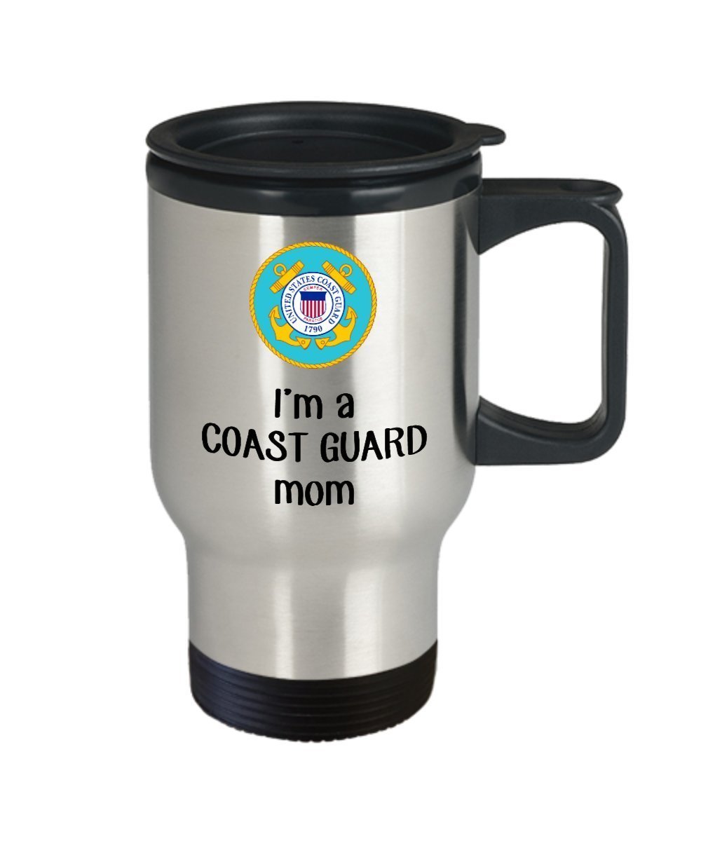 Coast Guard Mom Travel Mug - Funny Tea Hot Cocoa Coffee Insulated Tumbler - Novelty Birthday Christmas Anniversary Gag Gifts Idea