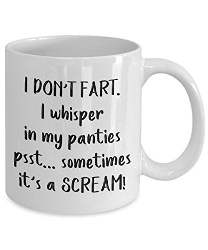 I Dont Fart I Whisper in My Panties Sometimes I Scream Mug - Funny Tea Hot Cocoa Coffee Cup - Novelty Birthday Christmas Gag Gifts Idea