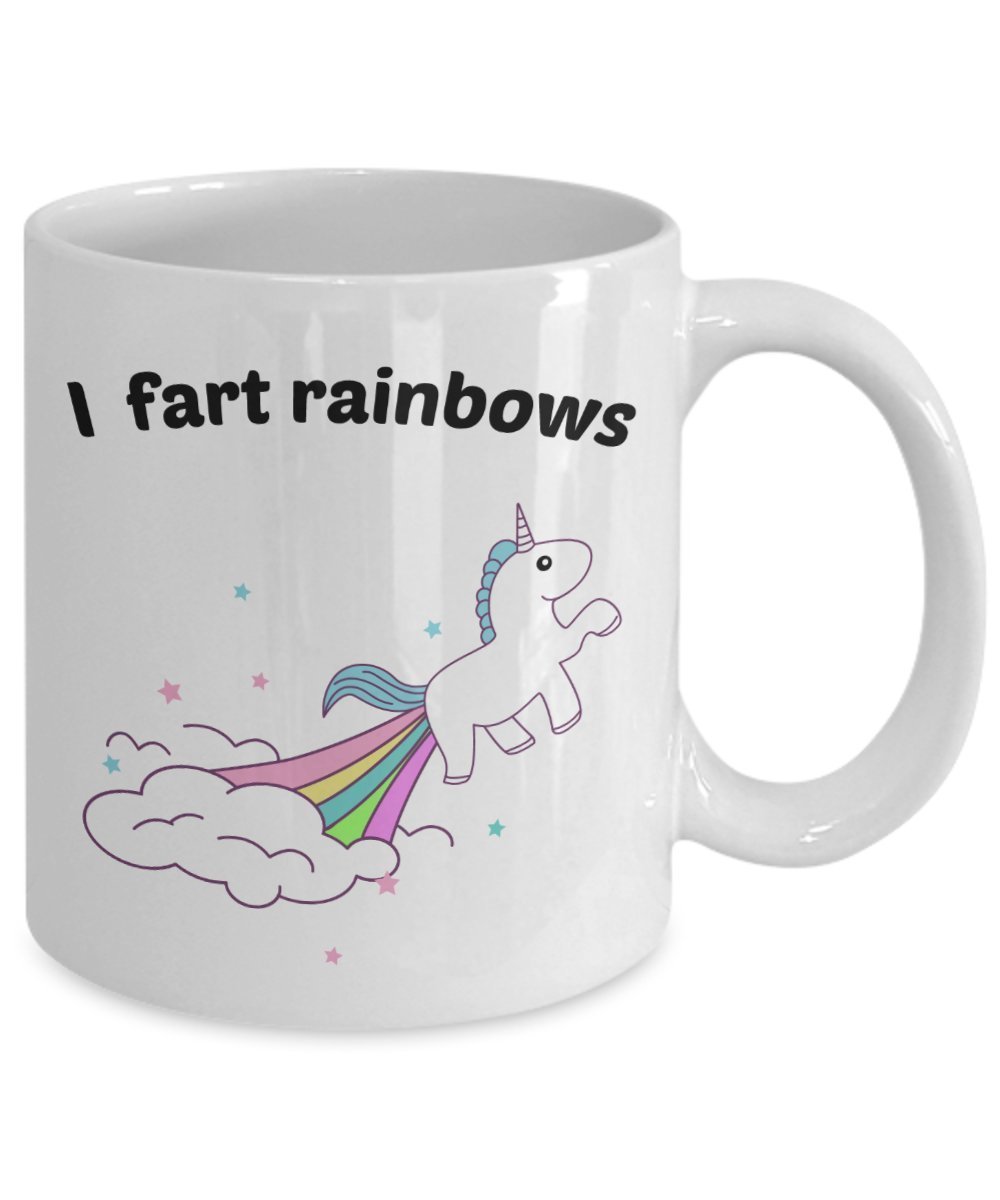 Einhorn Farting Tasse – I FART rainbows- Funny Tee Hot Cocoa Kaffeetasse – Neuheit Geburtstag Geschenkidee