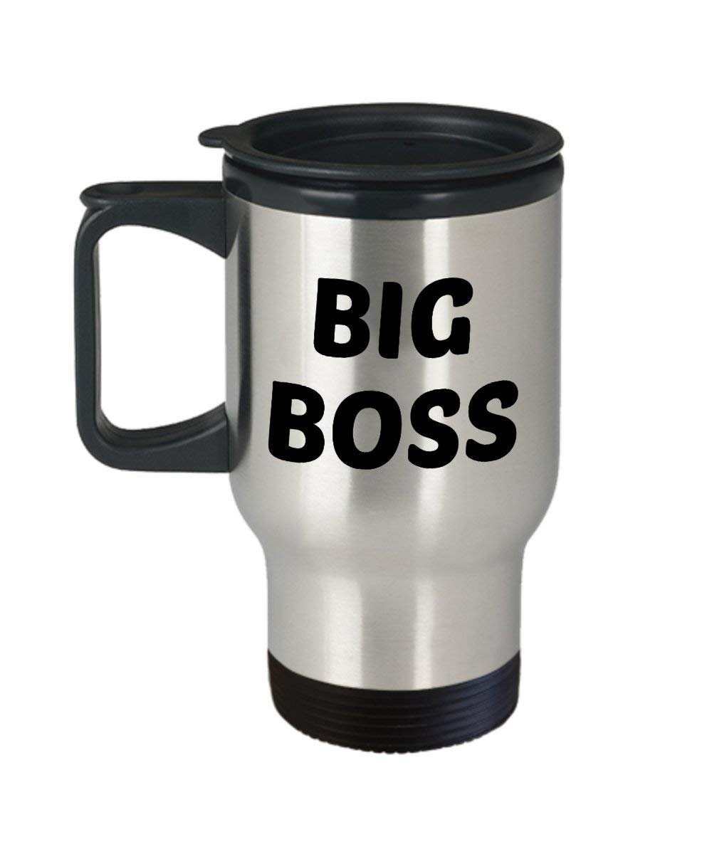 Mug de voyage Big Boss – Tasse humoristique à thé chaud, café de cacao, tasse isotherme – Idée cadeau fantaisie pour anniversaire de Noël