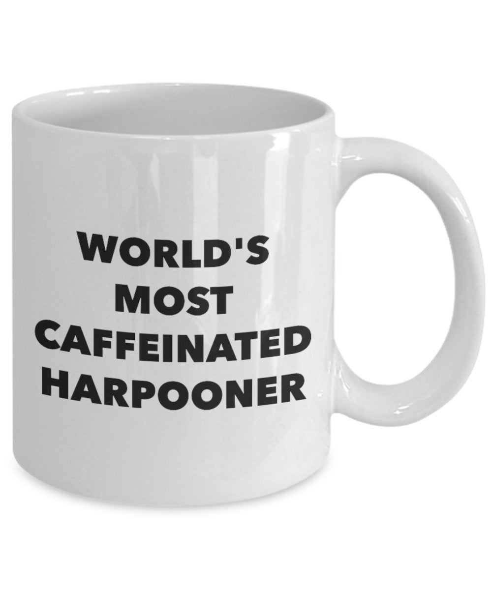 World's Most Caffeinated Harpooner Mug - Funny Tea Hot Cocoa Coffee Cup - Birthday Christmas Anniversary Gag Gifts Idea