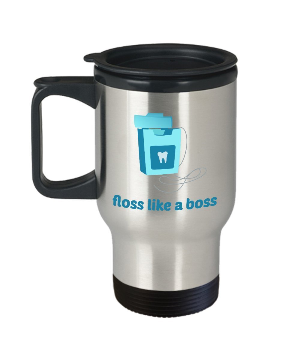 Floss Like A Boss Travel Mug - Funny Tea Hot Cocoa Coffee Insulated Tumbler Cup - Novelty Birthday Christmas Gag Gifts Idea