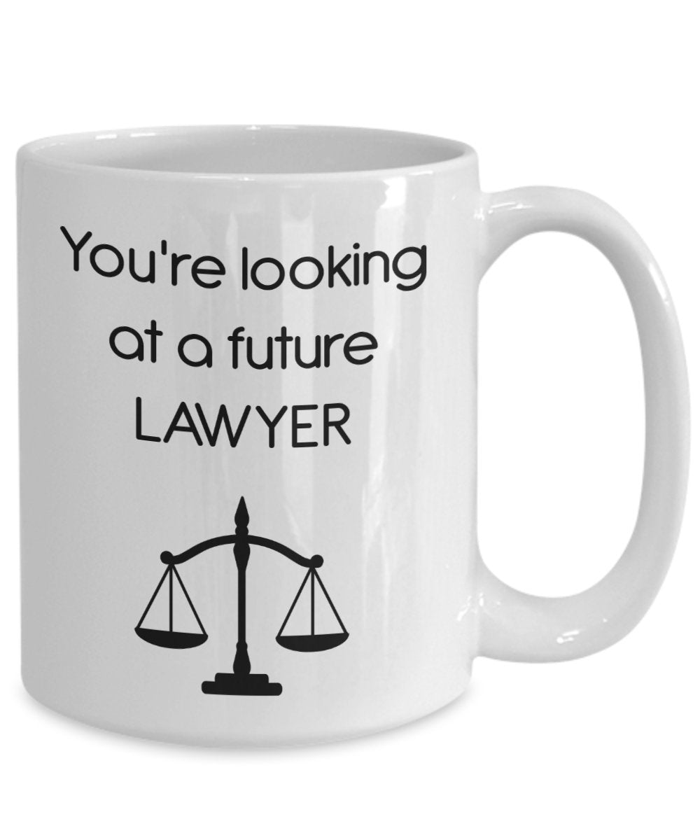 Kaffeebecher mit englischer Aufschrift"Future Lawyer", lustige Teetasse mit Aufschrift"You're looking at a Future Lawyer"