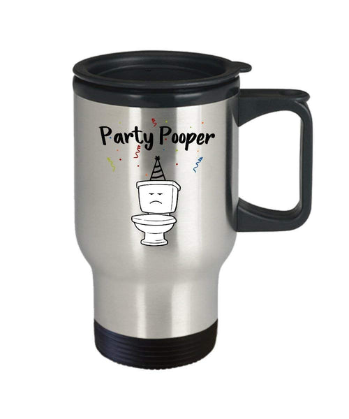 Party Pooper tazza da viaggio – divertente tazza termica per tè caldo e caffè – Idea regalo di compleanno