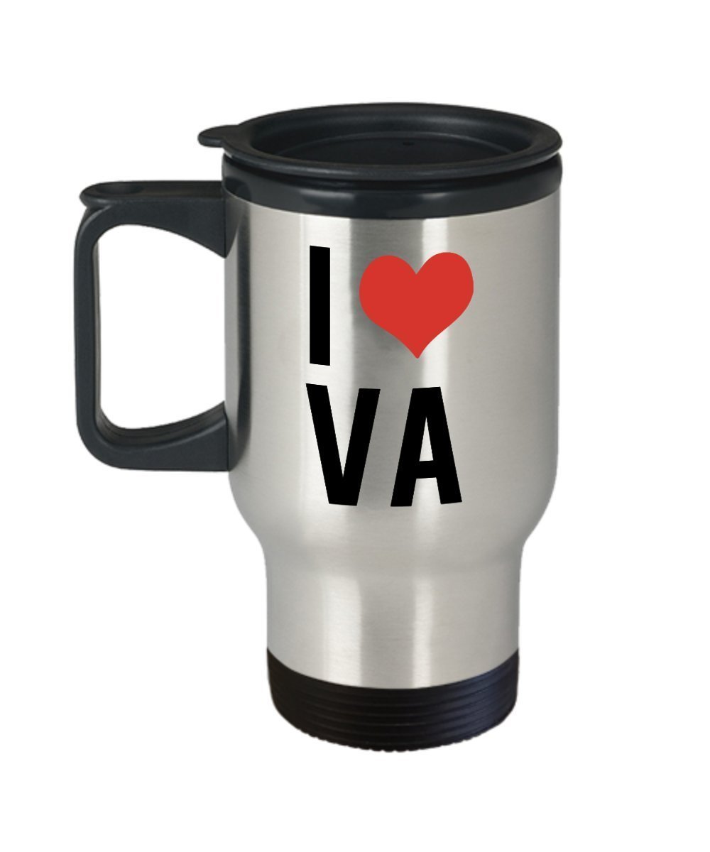 I Love VA Travel Mug - Funny Tea Cocoa Insulated Tumbler - Novelty Birthday Christmas Anniversary Gag Gifts Idea