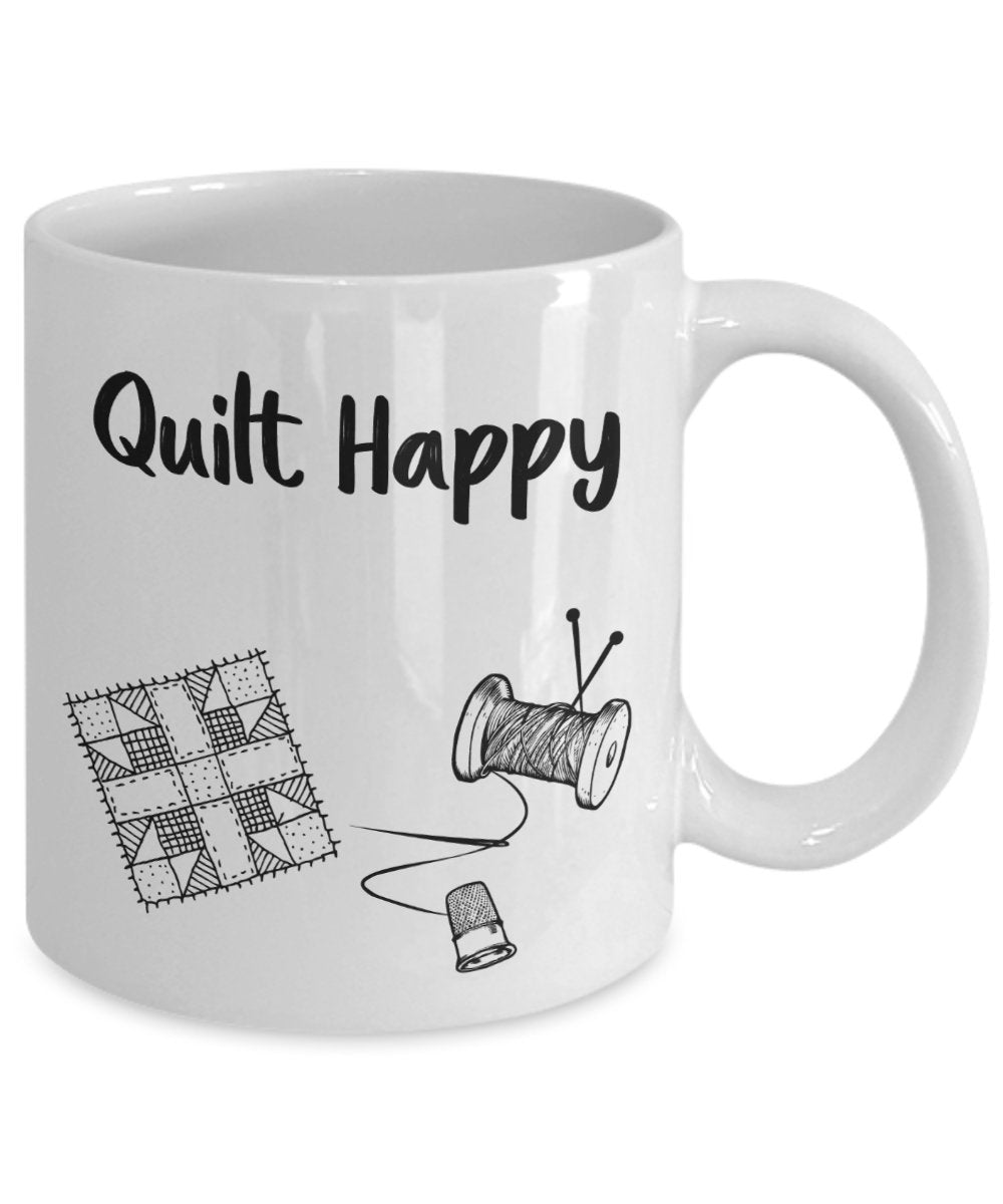 Quilt Happy Scribbles Tasse – Lustige Teetasse für heiße Kakao, Kaffeetasse – Neuheit Geburtstag Weihnachten Jahrestag Gag Geschenk Idee 15oz weiß
