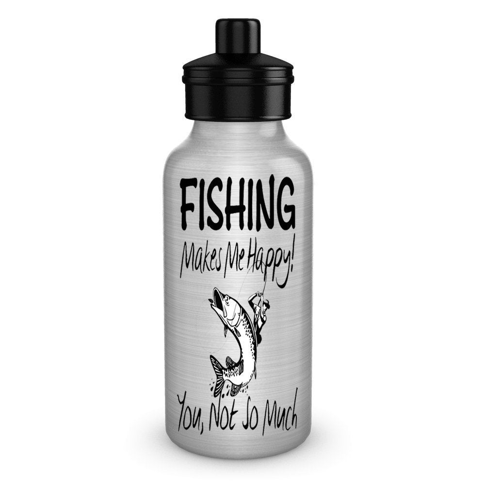 SpreadPassion Fishing Make Me Happy Funny Water Bottles - Spread Passion