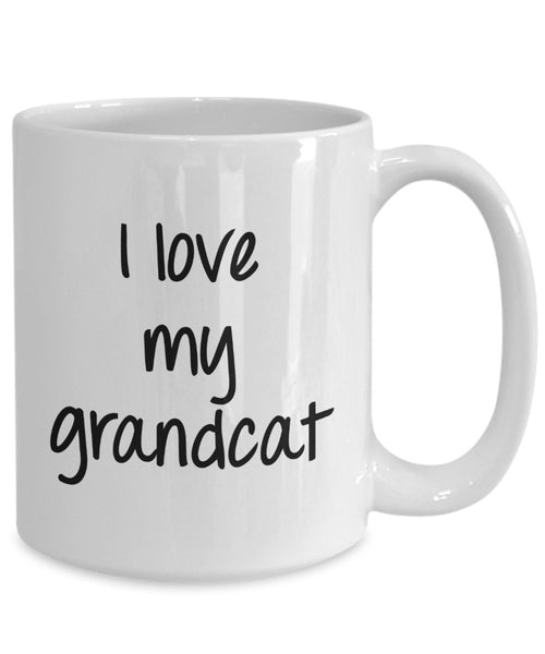 Tasse mit Aufschrift"I love my Grandcat", lustige Kaffeetasse
