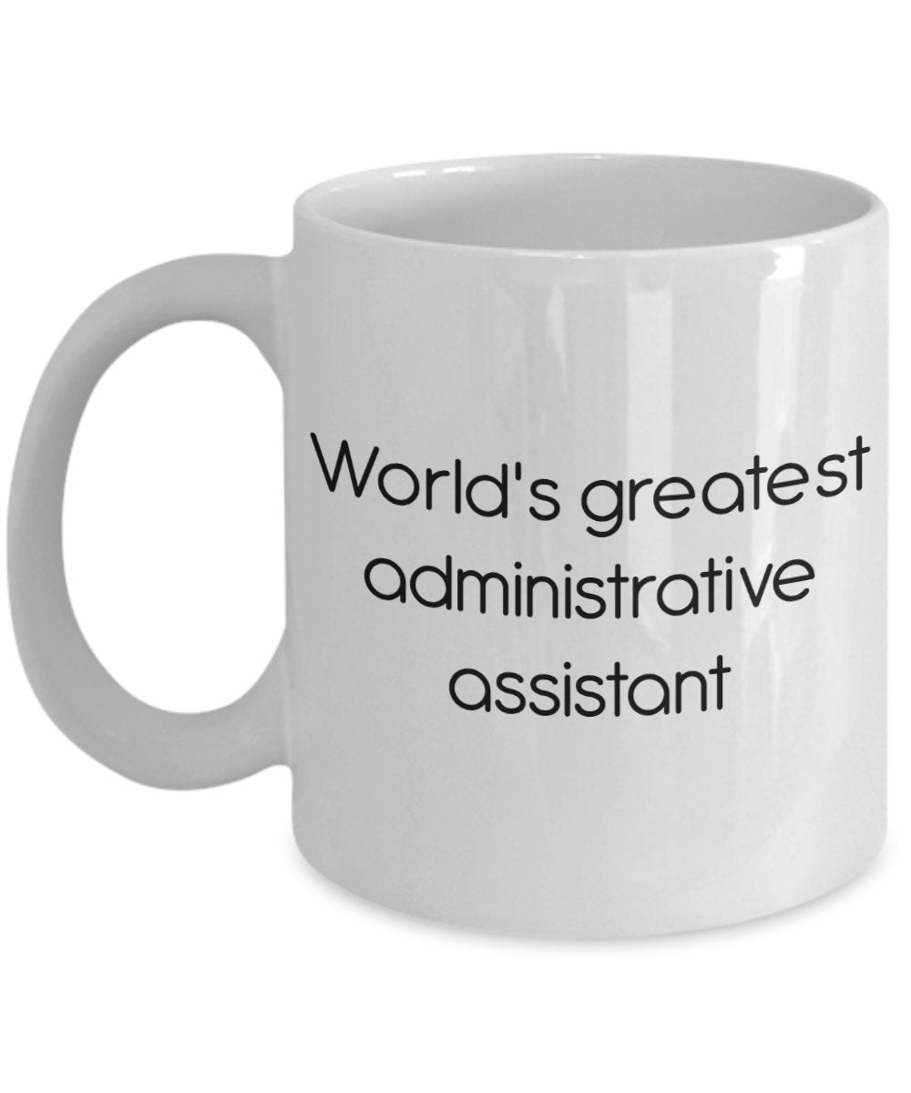 Tasse, Aufschrift"World's Greatest Administration Assistent", lustige Teetasse, Kakao, Kaffeetasse, Geburtstag, Weihnachten, Geschenkidee
