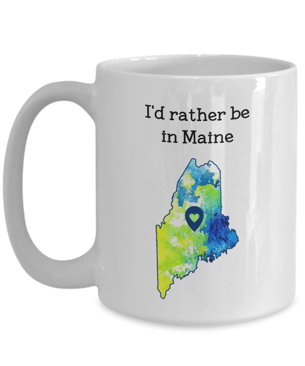 Tazza divertente con scritta “I'd Rather Be in Maine” (lingua italiana non garantita) 11oz Infradito colorati estivi, con finte perline