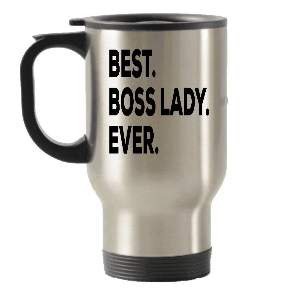 Boss Lady Travel Mug - Best Gifts - Travel Insulated Tumblers Tea - Decor For Office Room Art Accessories Ladies Supplies Desk Put By Notepad Lifestyle Pencil Holder - Funny Ladyboss
