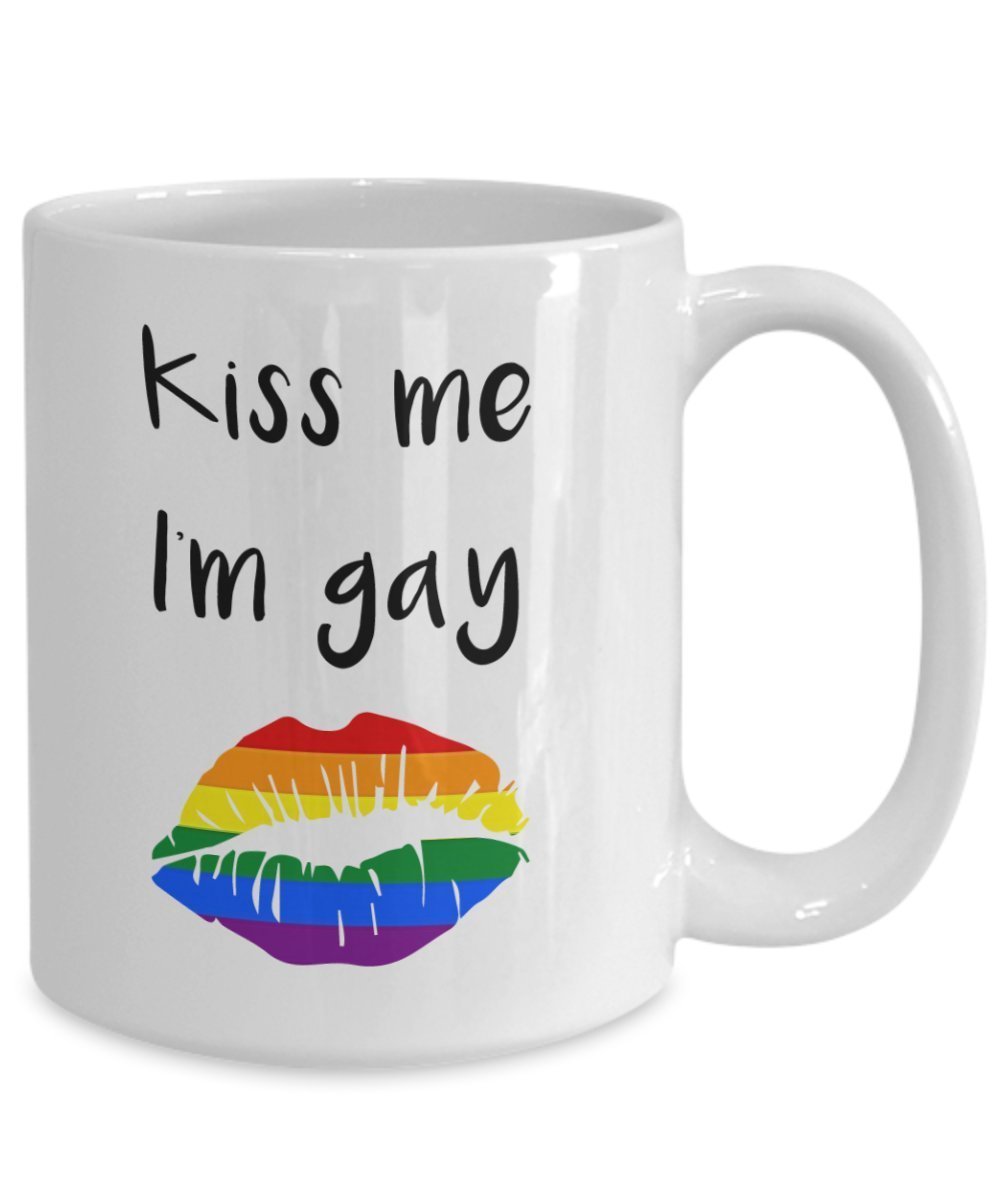 Kiss Me I 'm Gay Tasse – Funny Tee Hot Cocoa Kaffeetasse – Neuheit Geburtstag Weihnachten Jahrestag Gag Geschenke Idee