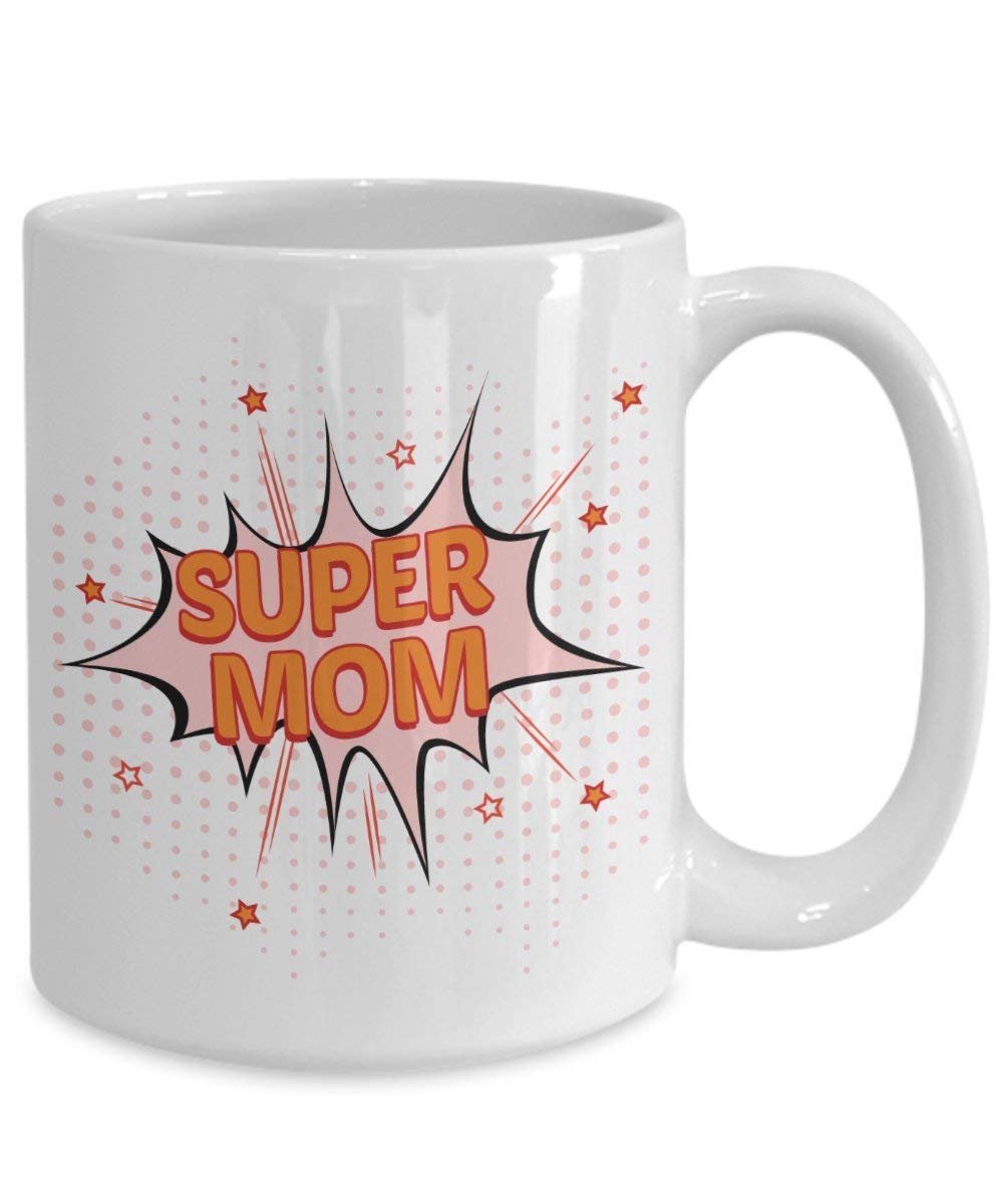 Kaffee Tassen, die sagen Super Mom – Funny Tee Hot Cocoa Kaffeetasse – Neuheit Geburtstag Weihnachten Jahrestag Gag Geschenke Idee