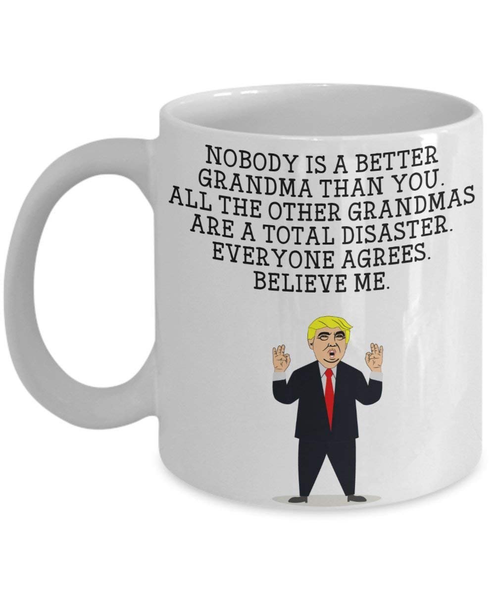 Funny grandmatrump Head Becher – Donald Trump Kaffeetasse – Neuheit Geschenkidee Oma Gag Idee Präsident