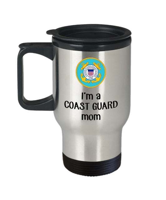 Coast Guard Mom Travel Mug - Funny Tea Hot Cocoa Coffee Insulated Tumbler - Novelty Birthday Christmas Anniversary Gag Gifts Idea