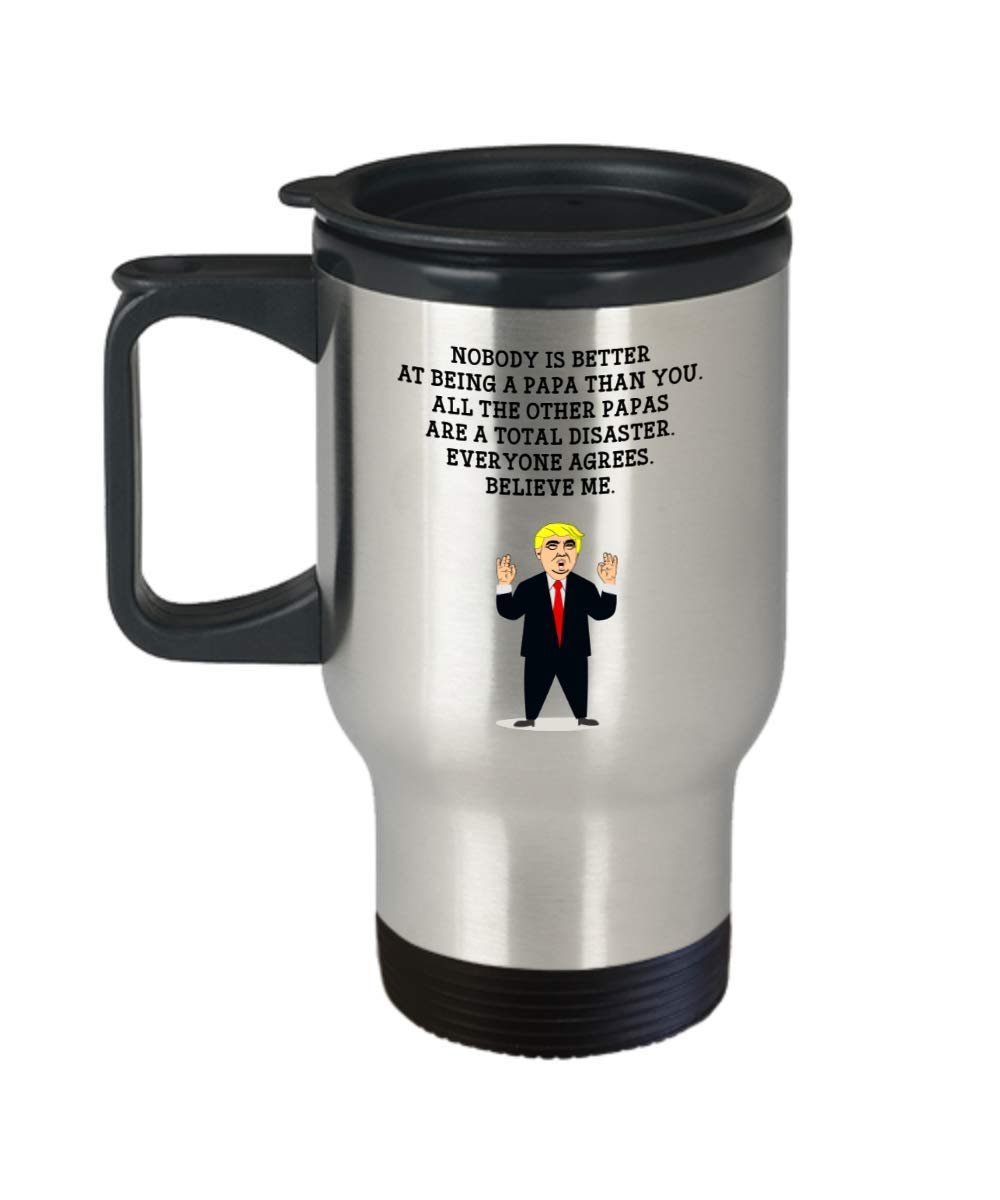 Funny Papa Trump Head Travel Mug - Donald Trump Insulated Tumbler - Papa Gifts Idea