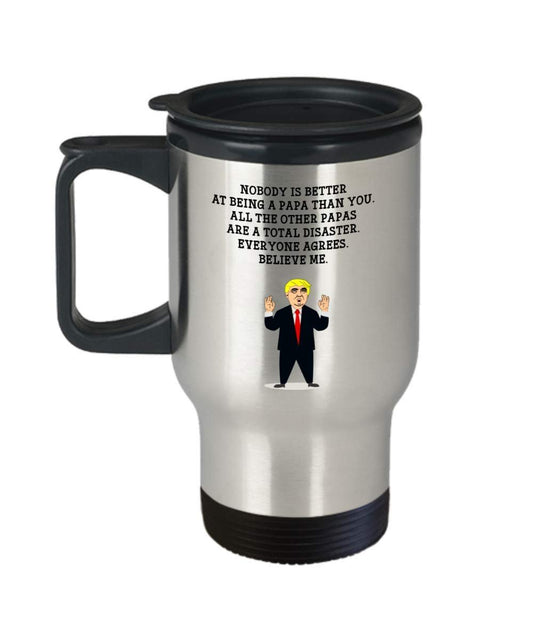 Funny Papa Trump Head Travel Mug - Donald Trump Insulated Tumbler - Papa Gifts Idea