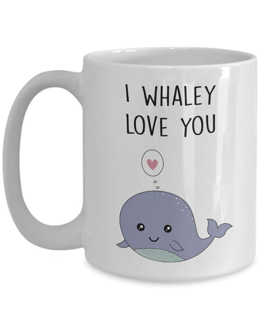 Whale Pun Mug - I Whaley Love You - Funny Tea Hot Cocoa Coffee Cup - Novelty Birthday Christmas Anniversary Gag Gifts Idea