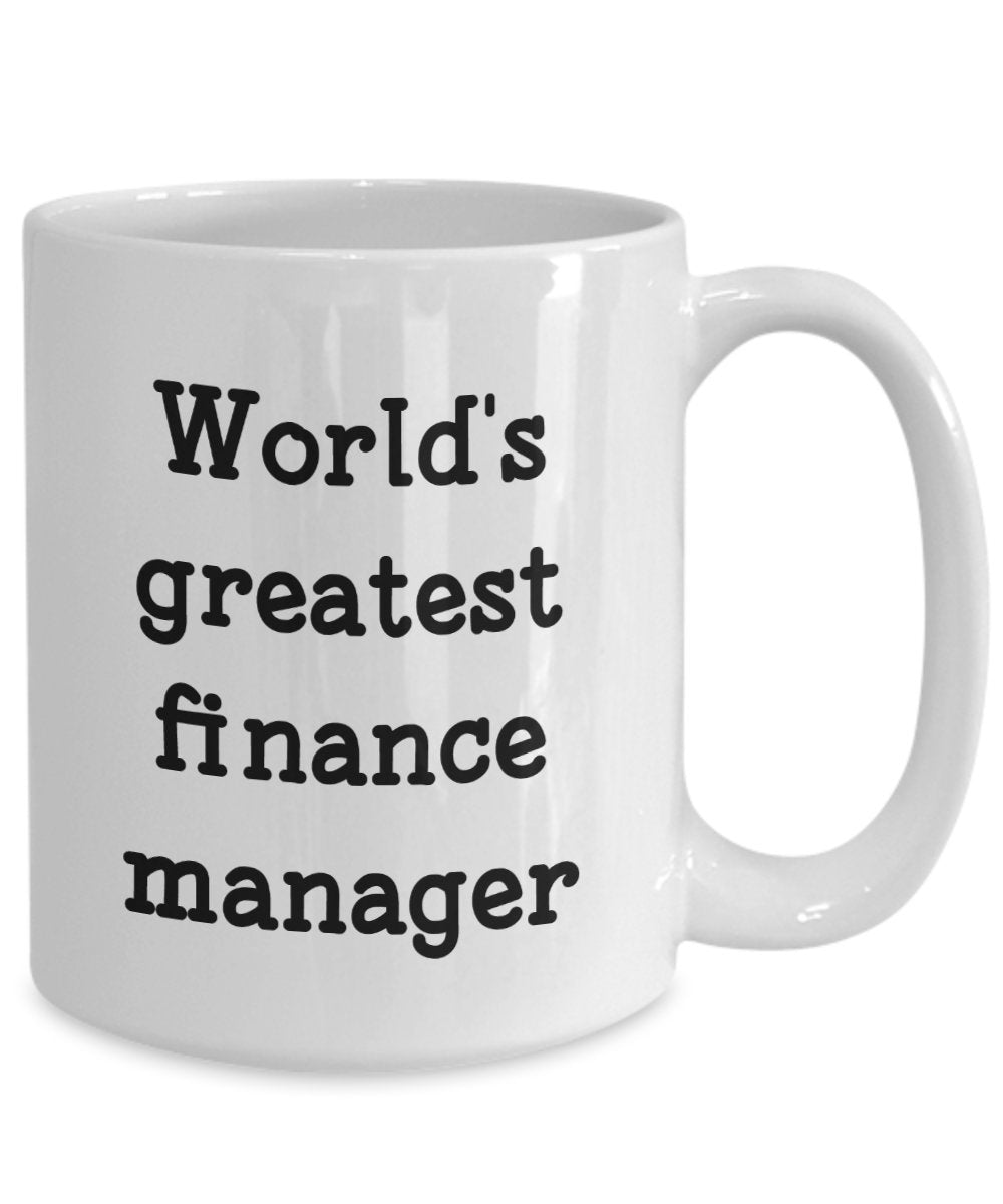 Finance Manager Tasse – World's Greatest Finance Manager – Lustige Teetasse für heiße Kakao – Neuheit Geburtstag Weihnachten Jahrestag Gag Geschenkidee
