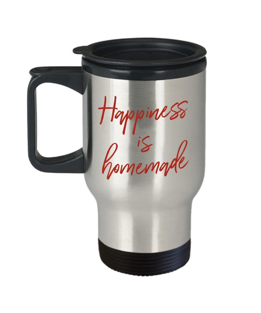 Happiness is Homemade Travel Mug - Funny Insulated Tumbler - Novelty Birthday Christmas Anniversary Gag Gifts Idea
