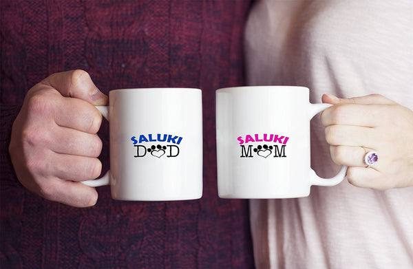 Funny Saluki Couple Mug – Saluki Dad – Saluki Mom – Saluki Lover Gifts - Unique Ceramic Gifts Idea (Dad & Mom)