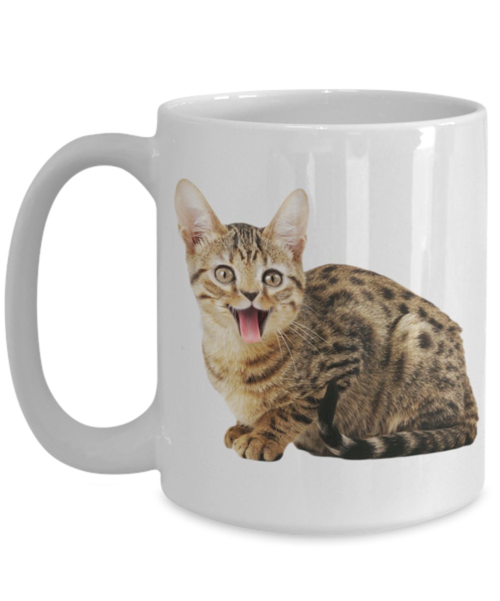 Smiling Cat Mug – Cat Lover Gift - Funny Tea Hot Cocoa Coffee Cup - Novelty Birthday Christmas Gag Gifts Idea