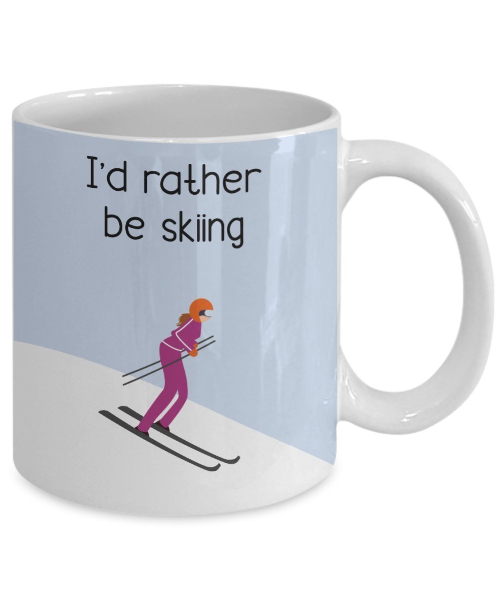 Tasse mit Aufschrift"I'd Rather Be Skiing" – Lustige Teetasse für heiße Kakao-Kaffeetasse – Neuheit Geburtstag Weihnachten Jahrestag Gag Geschenkidee