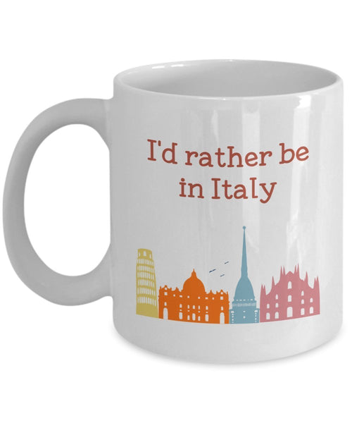 Tasse mit Aufschrift"I'd Rather Be in Italy", lustige Teetasse für heiße Kakao, Geschenkidee für Geburtstag, Weihnachten, Jahrestag, Gag 15oz weiß