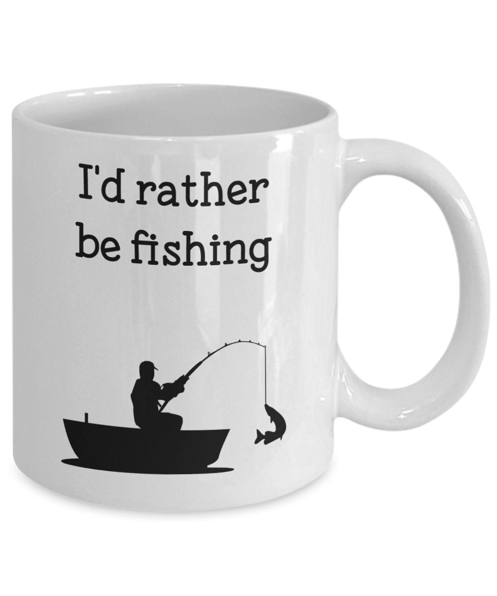 Tasse mit Aufschrift „I'd Rather Be Fishing“, lustige Teetasse, Kaffeetasse – Neuheit Geburtstag Weihnachten Jahrestag Gag Geschenkidee