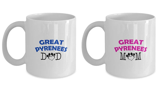 Funny Great Pyrenees Couple Mug – Great Pyrenees Dad – Great Pyrenees Mom – Great Pyrenees Lover Gifts - Unique Ceramic Gifts Idea (Dad & Mom)