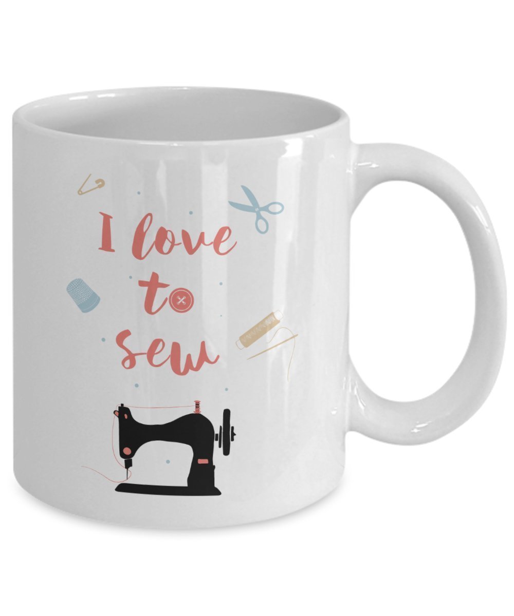 Love To Sew Mug Rugs - Funny Tea Hot Cocoa Coffee Cup - Novelty Birthday Christmas Anniversary Gag Gifts Idea