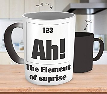 Suprise Mug- Ah! The Element of Suprise - Color Changing Mug - Heat Changing Coffee Mug- 11 Oz Mug by SpreadPassion