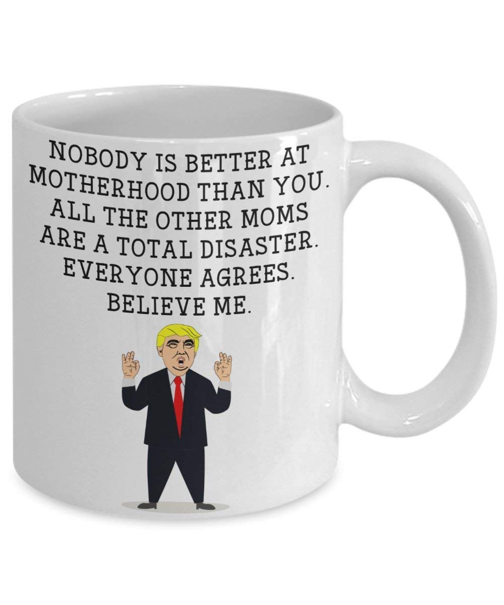 Funny Mom Trump Head Mug - Donald Trump Coffee Cup - Novelty Gift Idea Motherhood Gag Idea President