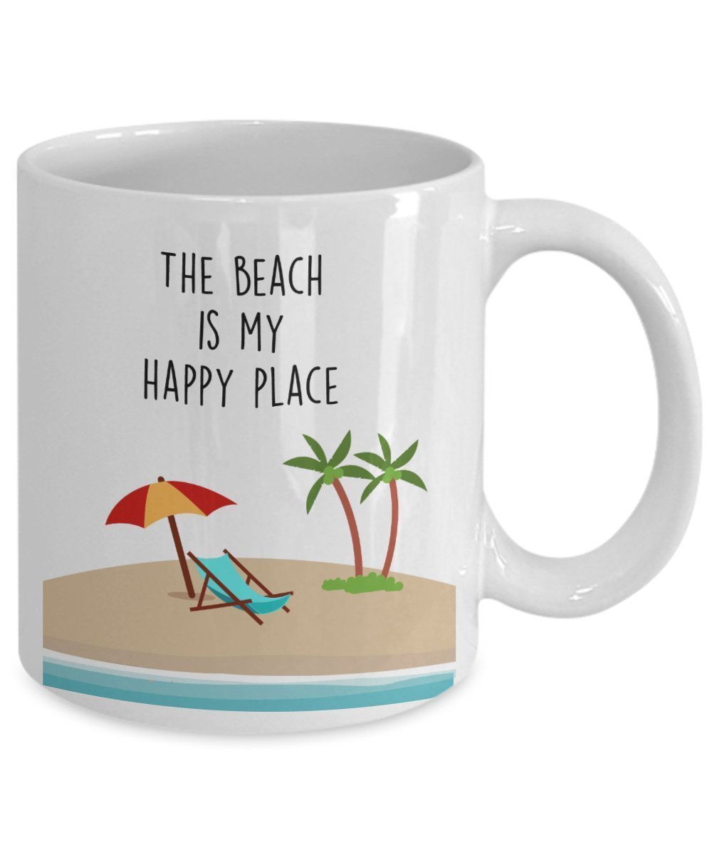 The beach is my happy place mug – divertente tazza da tè caldo cacao – novità compleanno Natale anniversario Gag idea regalo 11oz Infradito colorati estivi, con finte perline