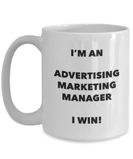 Werbung Marketing Manager Tasse – Ich bin ein Werbung Marketing Manager I Win. – Funny Kaffeetasse – Neuheit Geburtstag Weihnachten Gag Geschenke Idee 11oz weiß