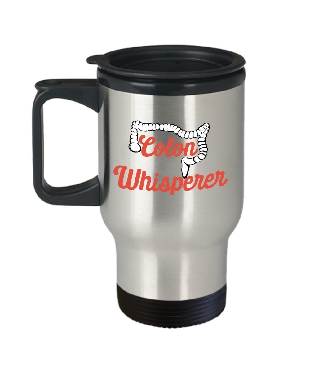 Colon Whisperer Travel Mug - Funny Tea Hot Cocoa Coffee Insulated Tumbler Cup - Novelty Birthday Christmas Gag Gifts Idea