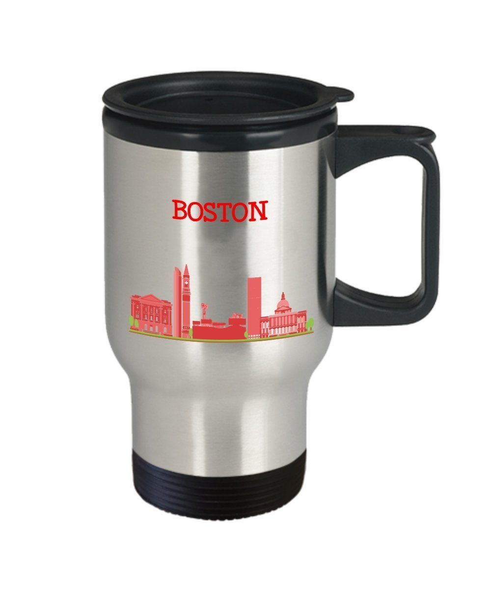 Boston City Travel Mug - Funny Tea Hot Cocoa Insulated Tumbler - Novelty Birthday Christmas Anniversary Gag Gifts Idea