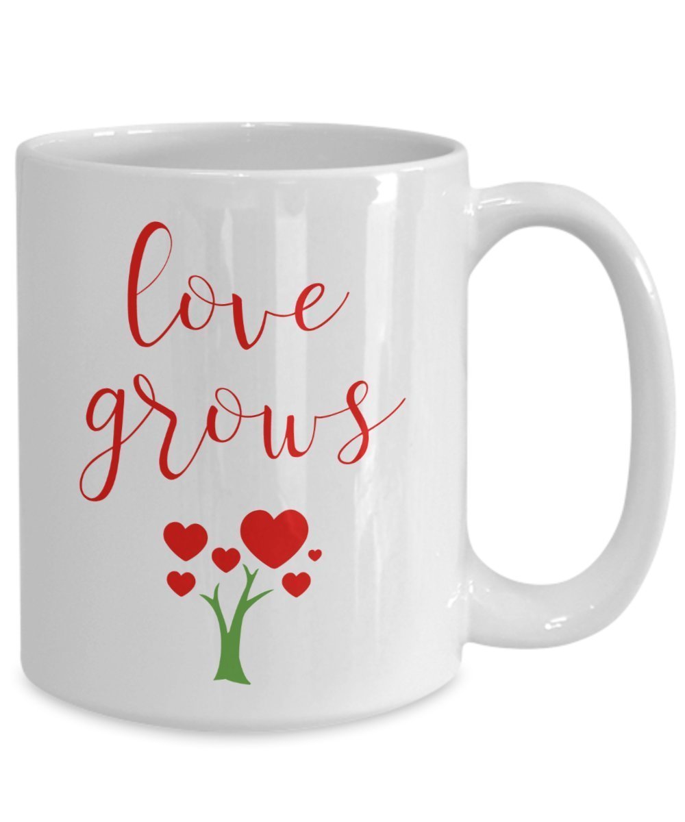 Love Grows Inspirational Mug - Funny Tea Hot Cocoa Coffee Cup - Novelty Birthday Christmas Anniversary Gag Gifts Idea