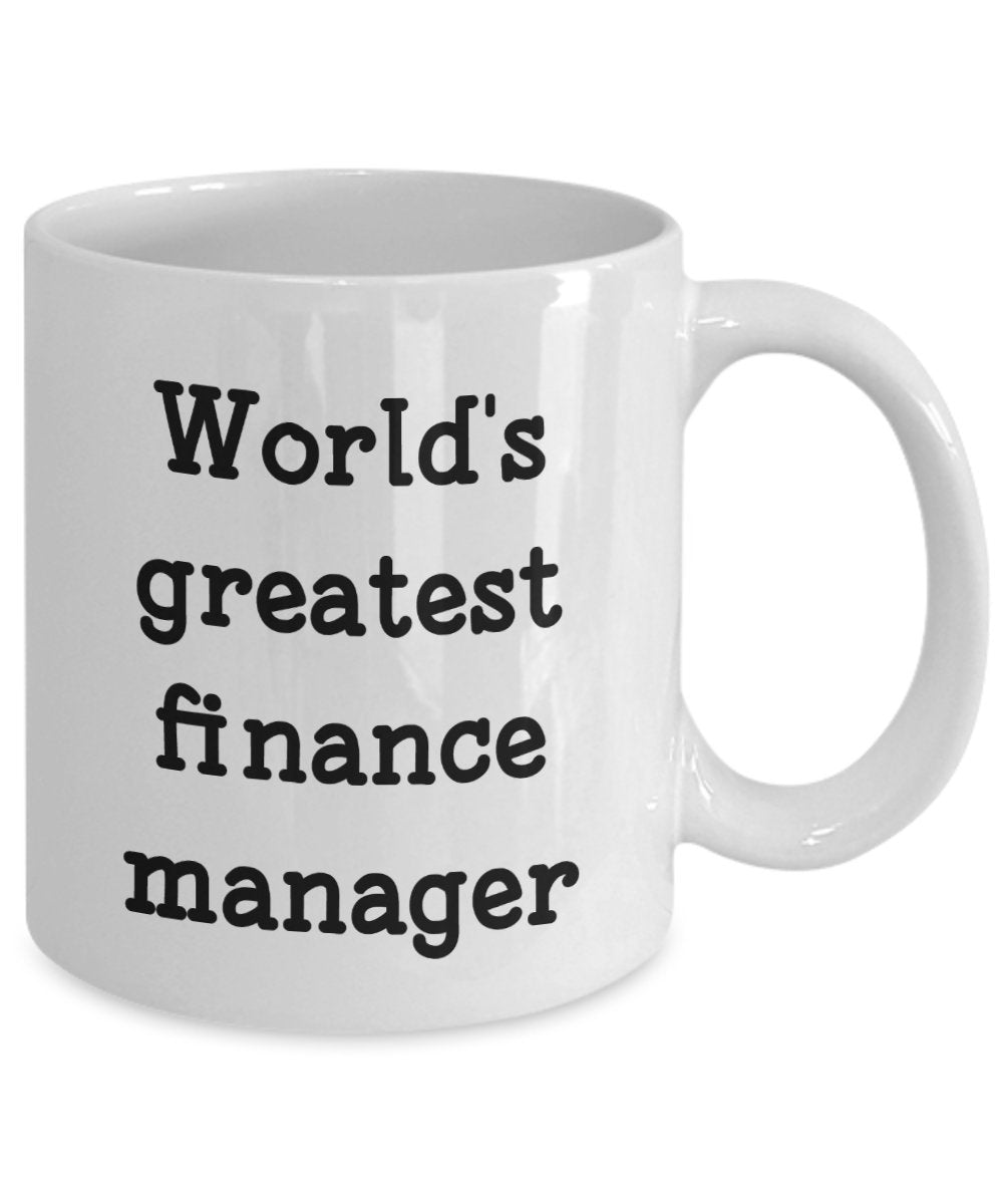 Finance Manager Tasse – World's Greatest Finance Manager – Lustige Teetasse für heiße Kakao – Neuheit Geburtstag Weihnachten Jahrestag Gag Geschenkidee