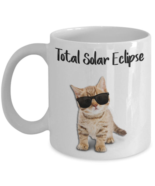 Cat Solar Eclipse Coffee Mug - Total Solar Eclipse - Cat Solar Eclipse Mug - I love Mykonos - Funny Tea Hot Cocoa Coffee Cup - Novelty Birthday Christ