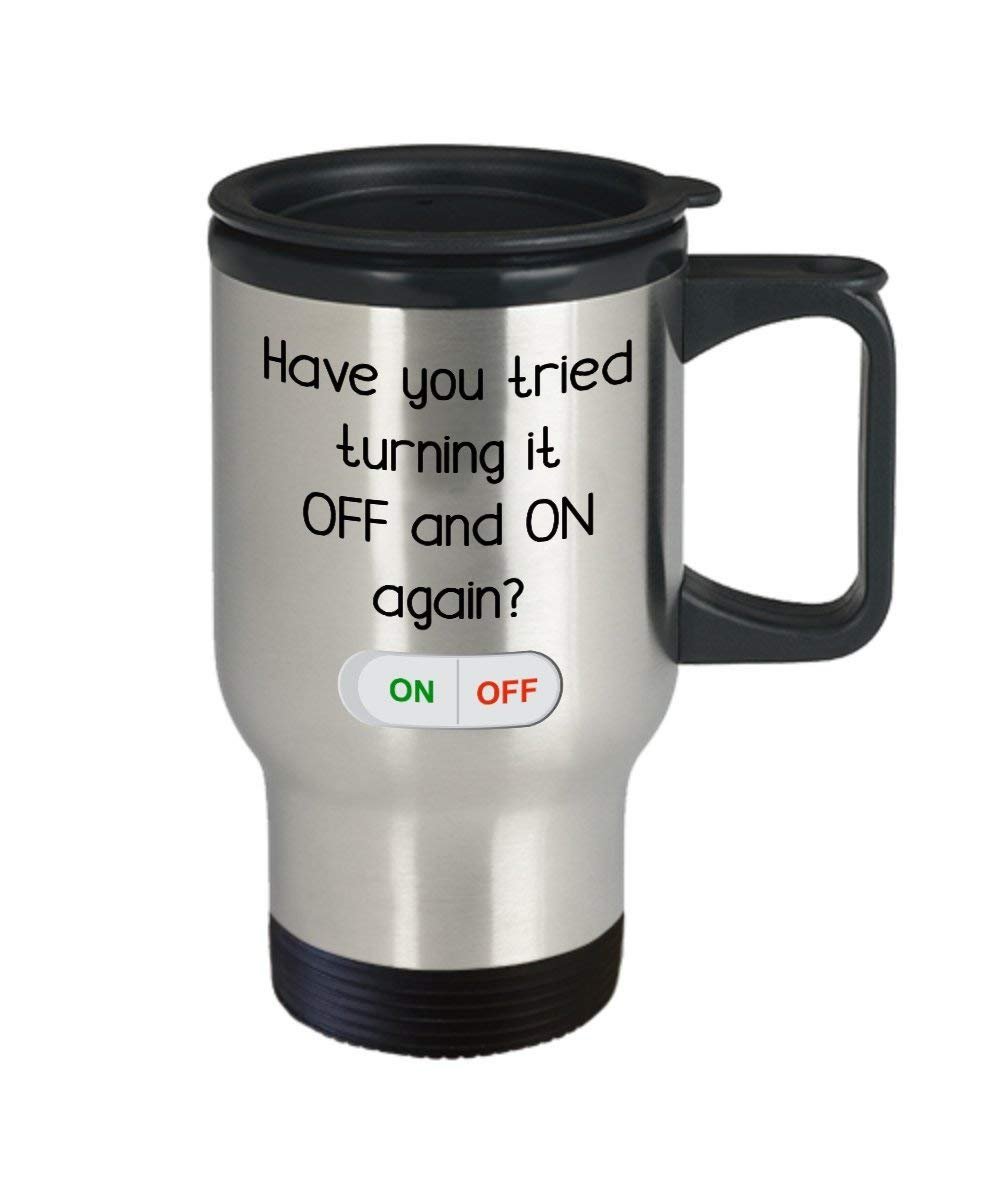 cercare e spegnerlo e della tazza da viaggio – Funny Tea Hot Cocoa isolato tumbler – Novità compleanno Natale anniversario GAG regalo idea