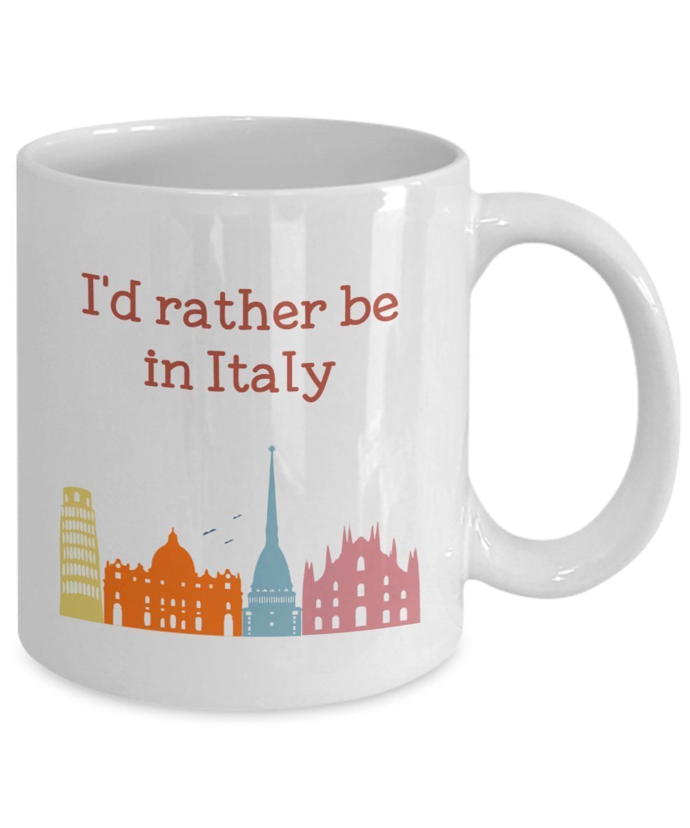 Tasse mit Aufschrift"I'd Rather Be in Italy", lustige Teetasse für heiße Kakao, Geschenkidee für Geburtstag, Weihnachten, Jahrestag, Gag 15oz weiß