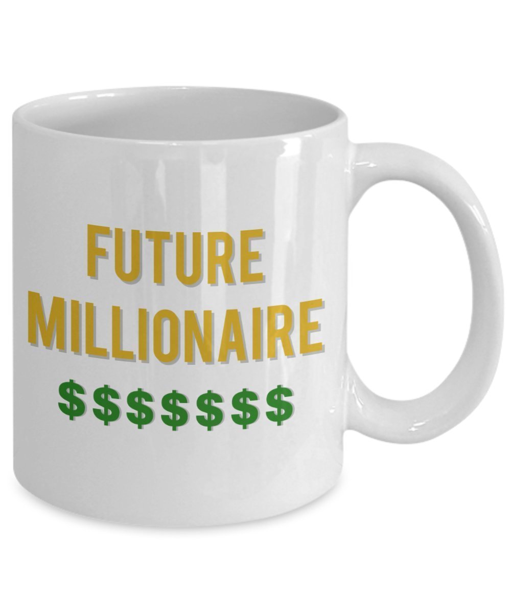 Tasse mit englischer Aufschrift"Future Millionaire", lustige Teetasse, Kakao, Kaffeetasse – Neuheit Geburtstag Weihnachten Jahrestag Gag Geschenk Idee