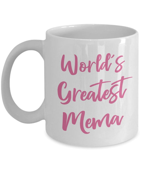 Tasse mit Aufschrift"World's Greatest Mema", lustige Teetasse für heiße Kakao, Kaffeetasse – Neuheit Geburtstag Weihnachten Jahrestag Gag Geschenkidee