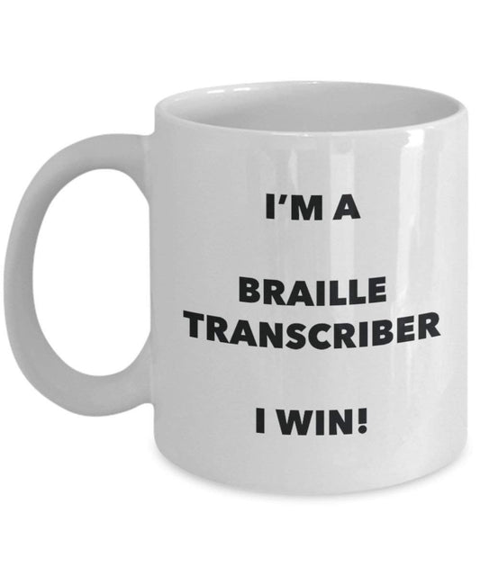 Braille Transcriber mug – I' m A Braille Transcriber i Win. – Funny Coffee Cup – novelty Birthday Christmas GAG regalo idea 11oz Infradito colorati estivi, con finte perline