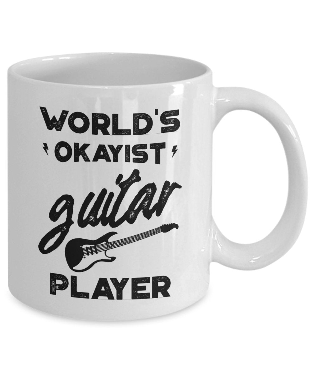 Worlds Okayest Guitarist Mug - Funny Tea Hot Cocoa Coffee Cup - Novelty Birthday Gift Idea