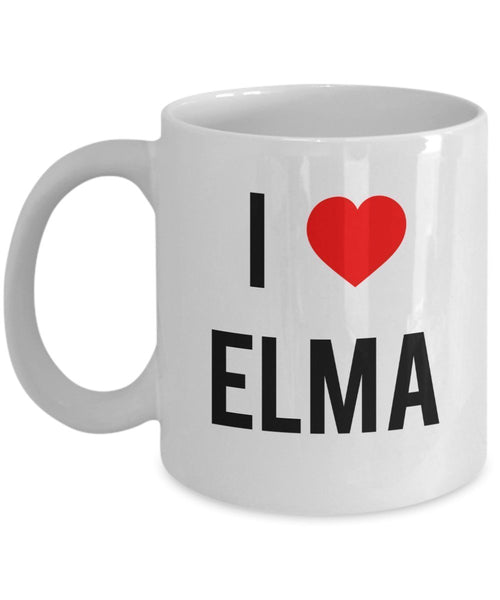 Tasse mit Aufschrift „I Love Elma“, lustig, für Tee/Kakao 15oz weiß