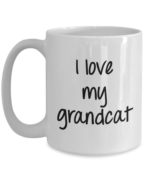 Tasse mit Aufschrift"I love my Grandcat", lustige Kaffeetasse